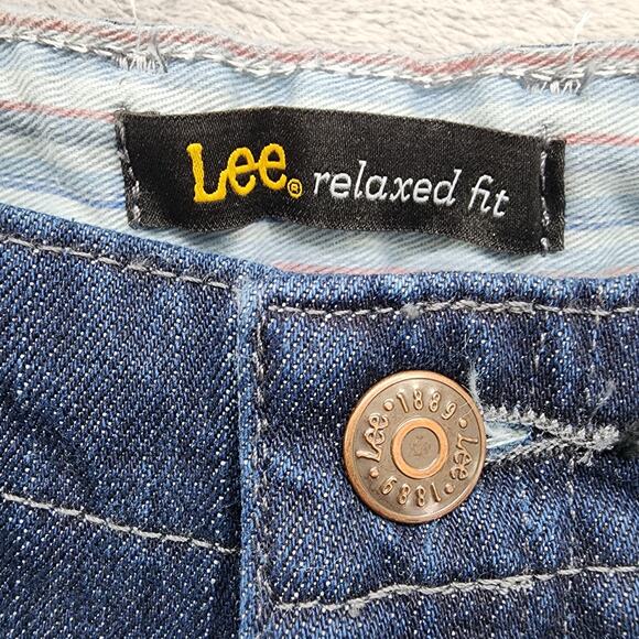 Lee Jeans Womens 12 SHORT Blue Relaxed Fit Side Elastic Mid Rise Stretch Denim - Picture 6 of 13